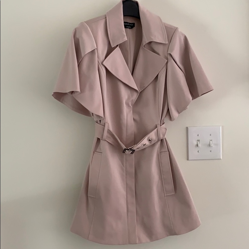 Bebe Blush Flutter Sleeve Trench Coat